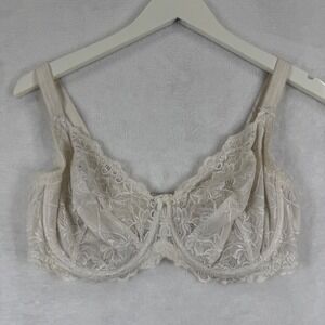 Figleaves Just Peachy Womens 36FF Ivory Floral Lace Underwire Balconette Bra